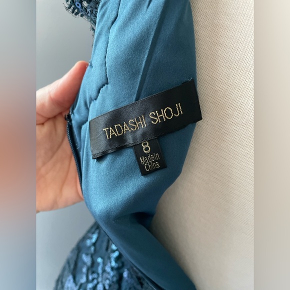 Tadashi Shoji Size 8 Sequin Embroidered Lace Cap Sleeve Dress - Picture 6 of 6